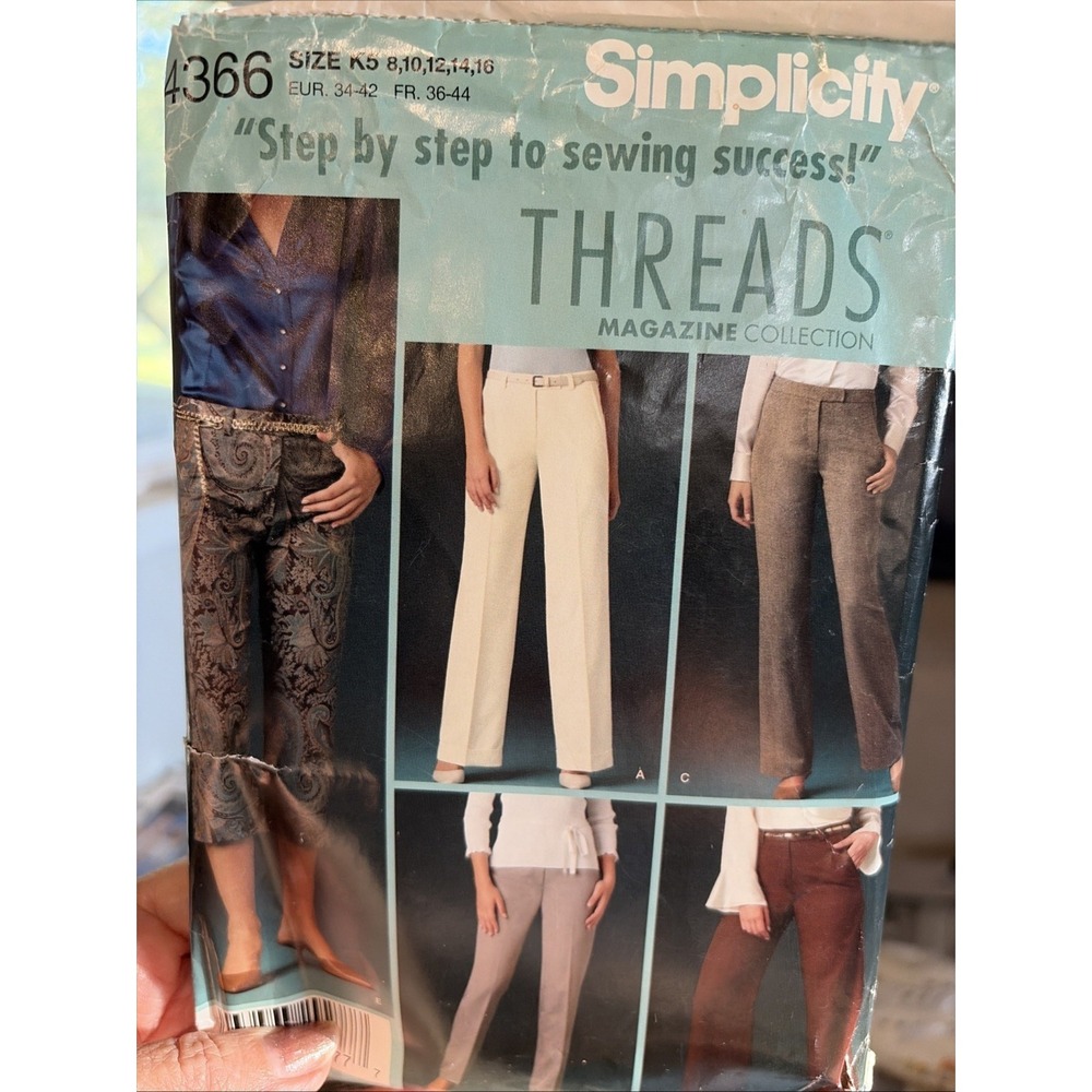 NEW! Simplicity Sewing Pattern 4366 Threads Magazine Collection Pants 8-16 UC